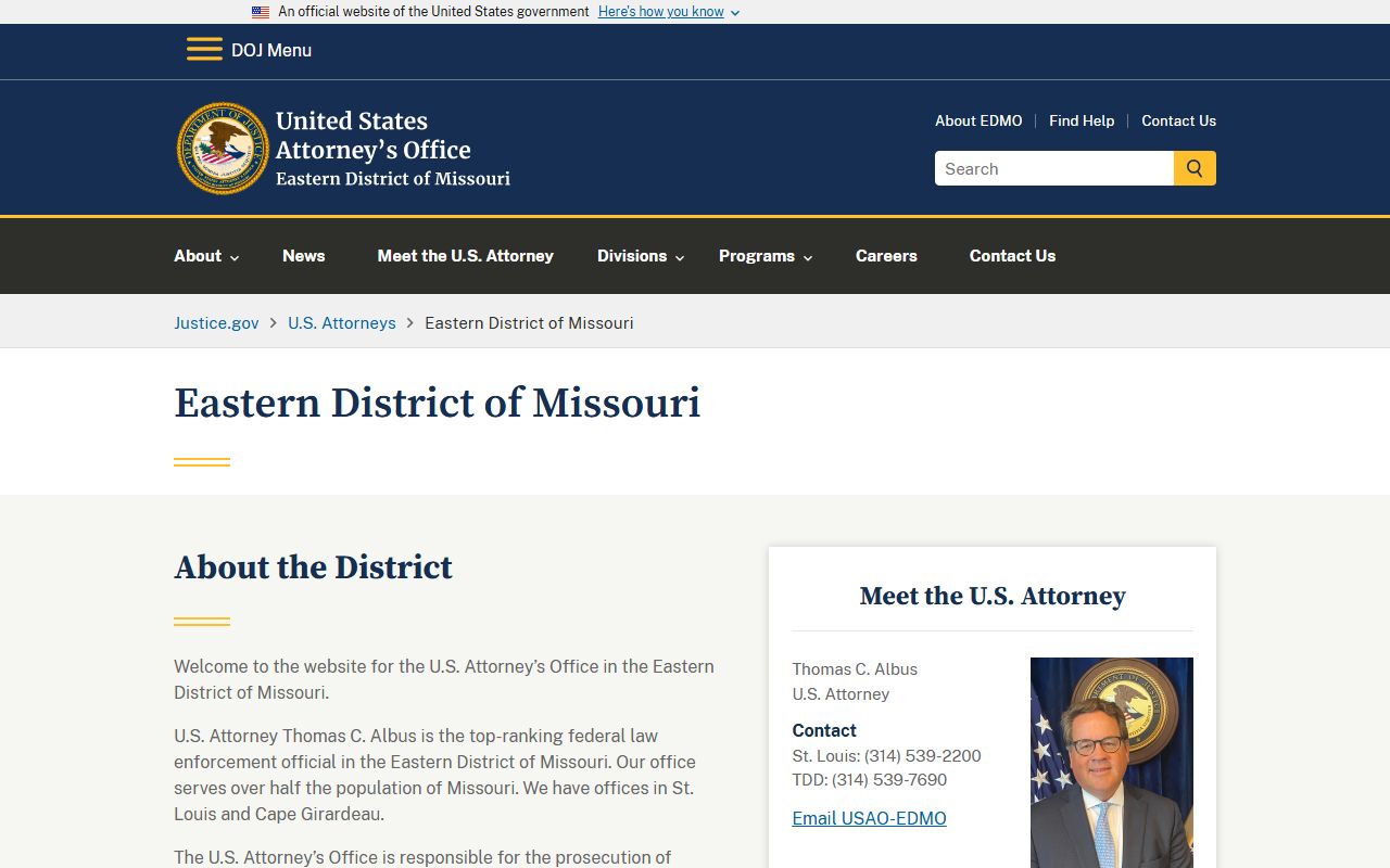 Pemiscot County Circuit Clerk records federal court boundary U.S. Attorney page