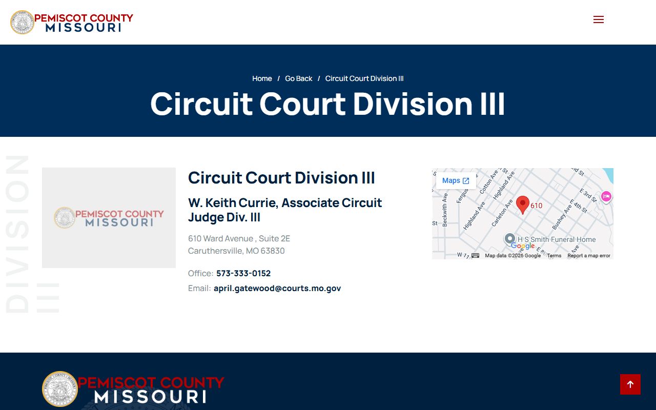 Pemiscot County court dockets Circuit Court Division III directory