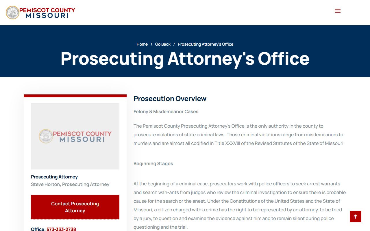 Pemiscot County criminal court records Prosecuting Attorney page
