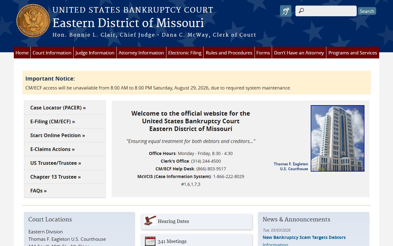 Pemiscot County Circuit Court Eastern District bankruptcy records