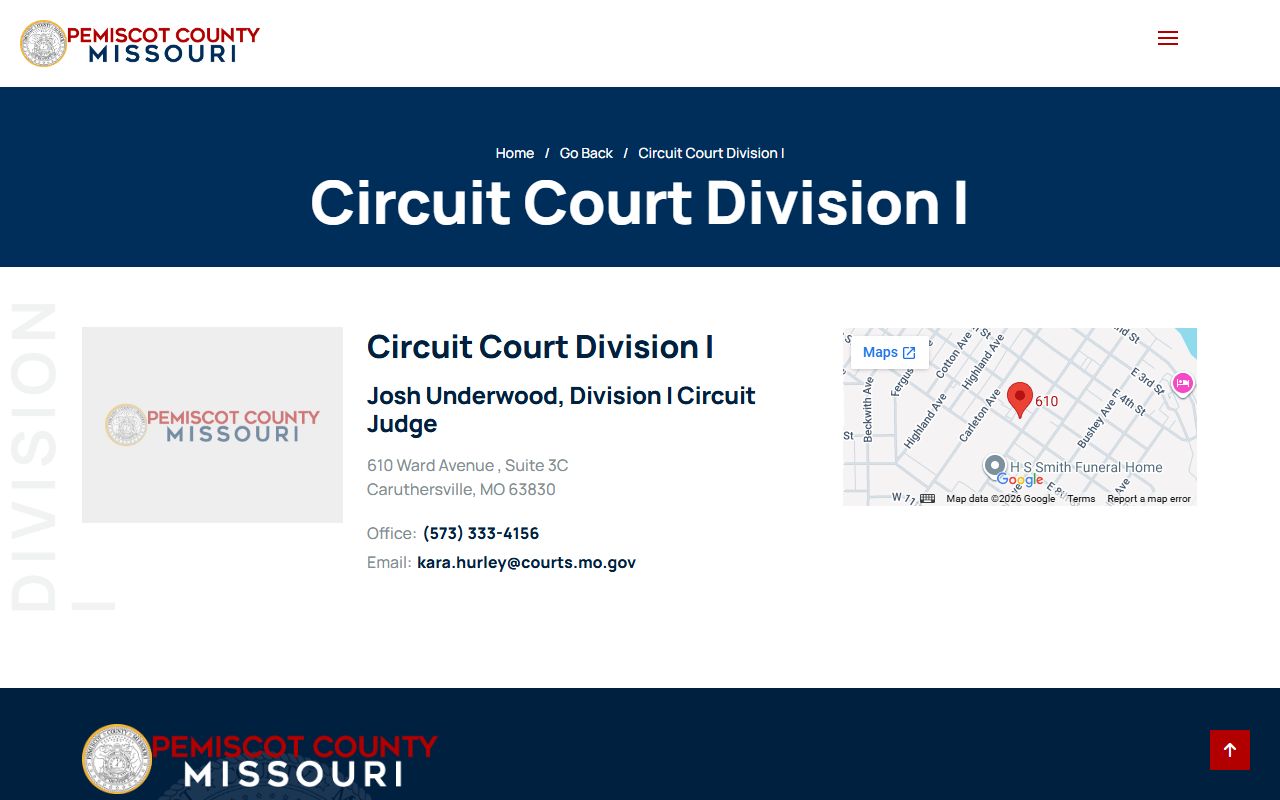 Pemiscot County court records Division I directory