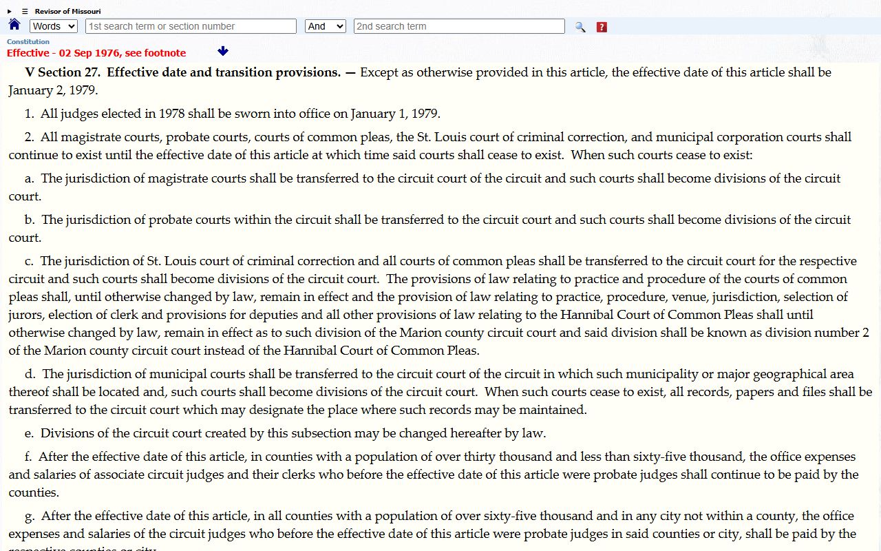Pemiscot County probate records Missouri Constitution probate transfer provision
