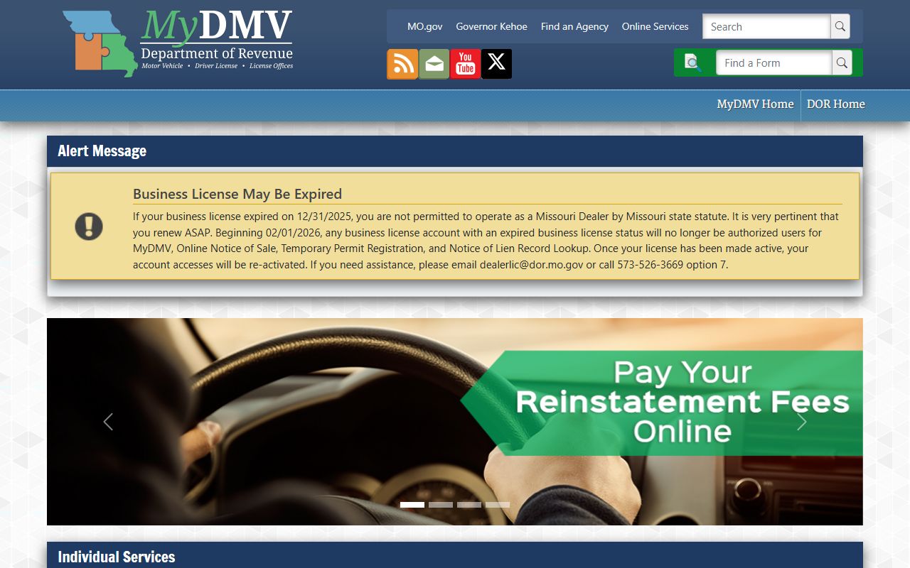 Pemiscot County traffic court records Missouri MyDMV driver license services
